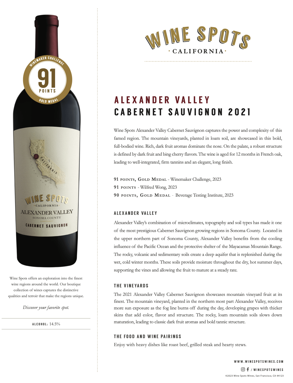 Wine Spots 2021 Wine Spots Alexander Valley Cabernet Sauvignon - Tasting Notes thumb