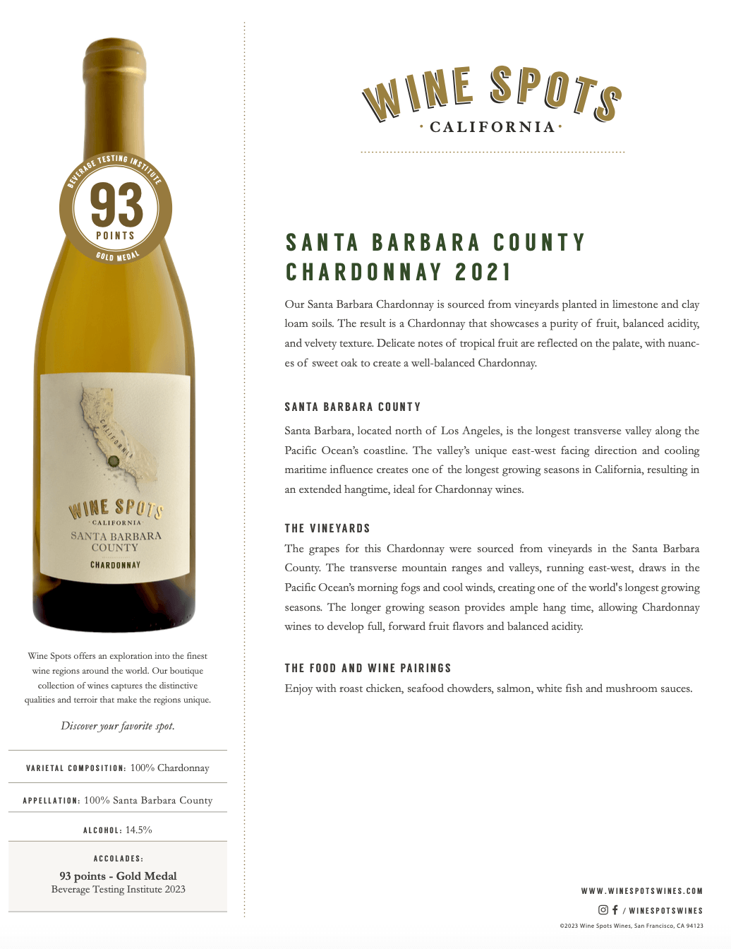 Wine Spots 2021 Wine Spots Santa Barbara County Chardonnay - Tasting Notes thumb