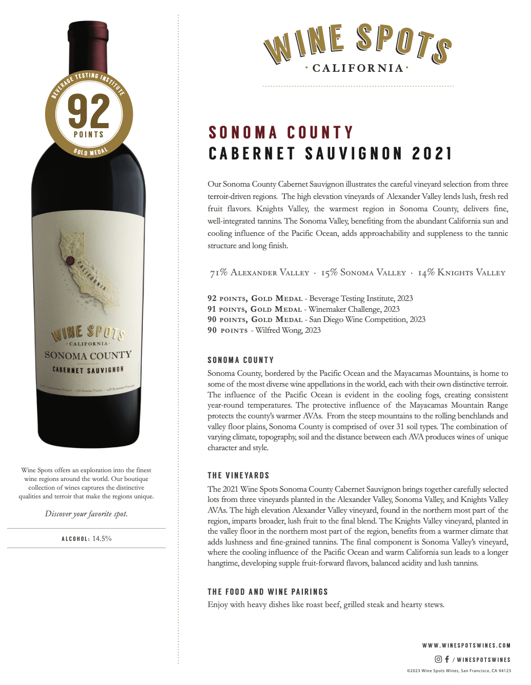 Wine Spots 2021 Wine Spots Sonoma County Cabernet Sauvignon - Tasting Notes thumb