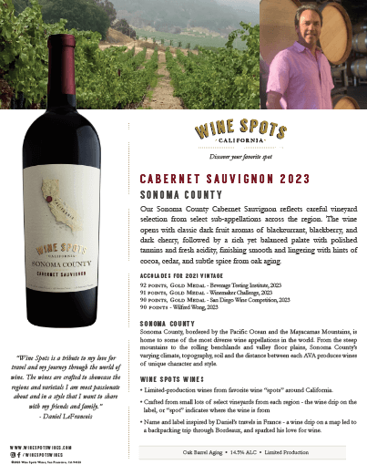 Wine Spots 2023 Wine Spots Sonoma County Cabernet Sauvignon - Tasting Notes thumb