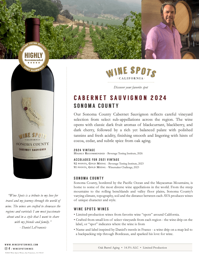 Wine Spots 2024 Wine Spots Sonoma County Cabernet Sauvignon - Tasting Notes thumb